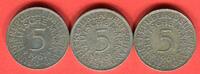 Bundesrepublik Deutschland 3 x 5 DM - Deutsche Mark Silberadler Lot D F J - kompletter Jahrgangssatz -