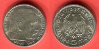 Germany Deutschland 1933 - 1945 5 Reichsmark Silbermünze Hindenburg Kursmünze Circulation Coin -