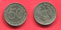 Deutschland 1933-1945 50 Pfennig Nickel Swastika Not completely issued most melted down Nicht komplett ausgegeben -
