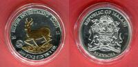 Malawi 50 Kwacha Silbermünze - 1 oz Silber Springbock mit 24 Karat Teilvergoldung -