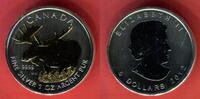 Kanada 5 Dollars Silbermünze mit Goldapplikation Kanadische Tierwelt - Elch - Moose -