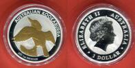Australien 1 Dollar Silbermünze - 1 Unze Silber Kookaburra (m. Teilvergoldung) -