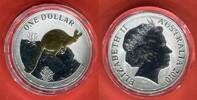 Australien 1 Dollar Silbermünze - 1 Unze Silber Känguruh - Kangaroo (m. Teilvergoldung) -