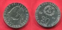 DDR, GDR Eastern Germany 20 Mark Silbergedenkmünze 225. Todestag von Georg Friedrich Händel -