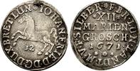 Braunschweig Calenberg Hannover: 12 Mariengroschen Johann Friedrich, 1665-1679: -
