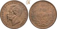 Italien: 10 Centesimi mit unbekannten Gegenstempel Vittorio Emanuelle II, 1861-1878: -