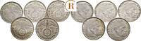 Drittes Reich: 2 Reichsmark Lot 5 Stück -