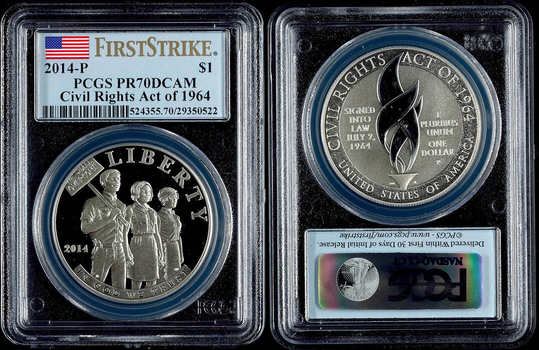 1 dollar coins usa 2014, p, civil rights act