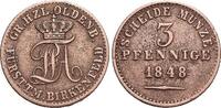 Oldenburg Für Birkenfeld, CU-3 Pfennig 1 Paul Friedrich August 1829-1853. -