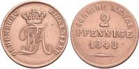 Oldenburg Für Birkenfeld, CU-2 Pfennig 1 Paul Friedrich August 1829-1853. -