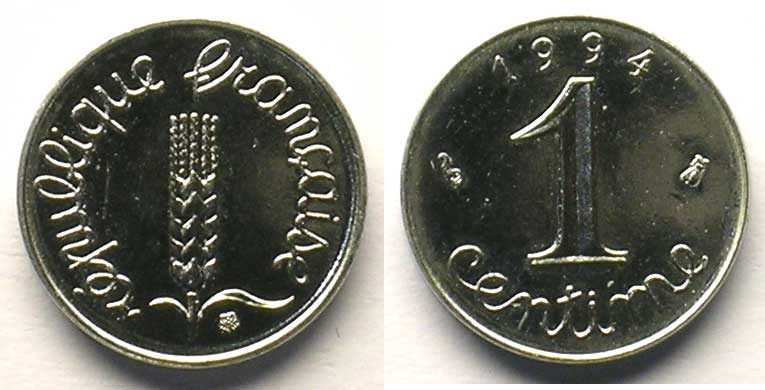 1 centime 1994 coins of france 1959
