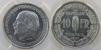 Coins of France 1793-1959 10 Franken 10 Francs G.808 Maréchal Pétain, concours de Vezien 10 Francs 1941 Essai en aluminium de Simon PCGS-SP64 pr.FDC -