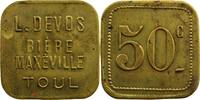 Emergency coins and tokens TOUL (54) Café du Bosquet 50 c carré coins arrondis en laiton 26mm SUP -