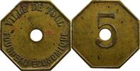 Emergency coins and tokens TOUL (54) Fourneau Economique 5 (c) octogonal en laiton, troué 23mm TTB+ -