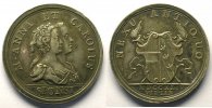 Coins of Lorraine Ducal family of Lorraine Charles-Alexandre (fils de Léopold) Donner Médaille de Mariage avec l'archiduchesse Marie-Anne argent 28mm 1744 TTB+ -