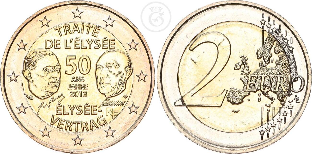 50 Jahre Elysee Vertrag 2 Euro Münze 2 Euro 2013 50 Jahre Élysée-Vertrag (Gemeinschaftsausgabe von