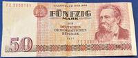 DDR 50 Mark 50 Mark der DDR Banknote - Seriennummer FE 2000191 -