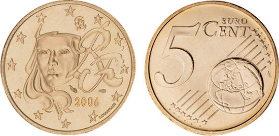 5 cent 5 cent france 2006 - 21,25 mm, 3,92g