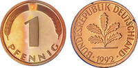 Deutschland 1 Pfennig 1992 Deutschland circuliert 2.51 元 含增值税 ＋  82.84 元 运费