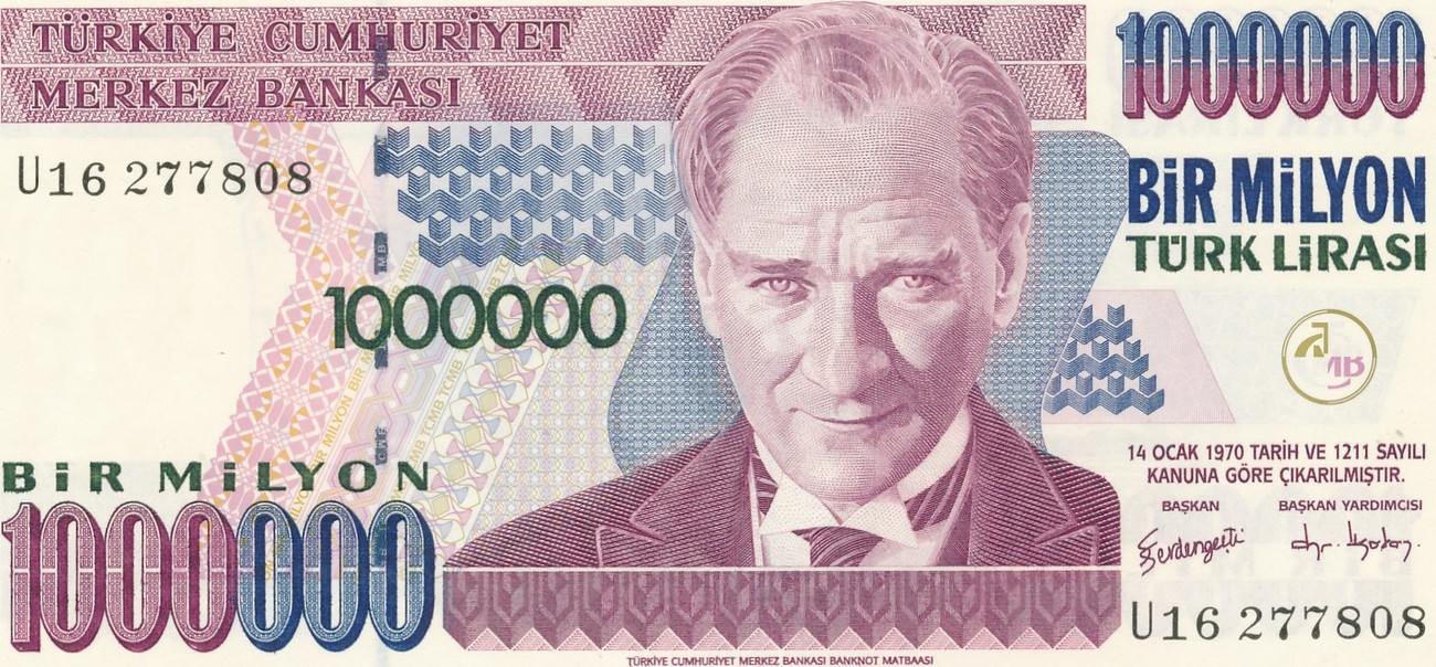T rkei 1 Million Lira 1995 Geldschein Banknote Bir Milyon T rk Lirasi t-rkei-1-million-lira-1995-geldschein-banknote-bir-milyon-t-rk-lirasi