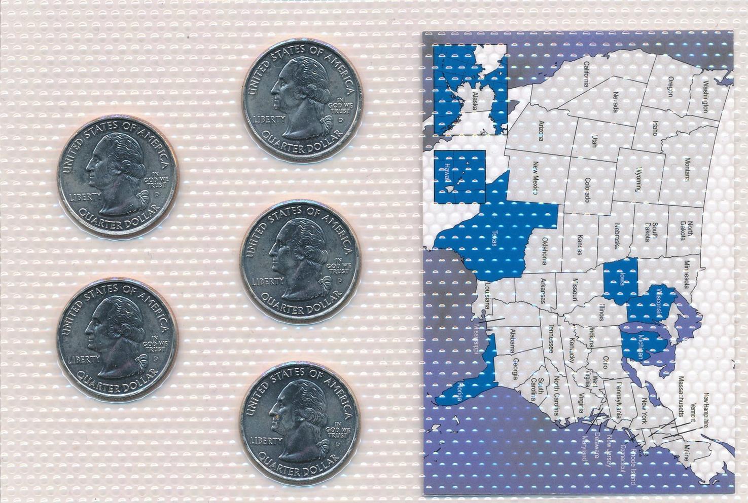 5 x quarter dollar 2004 usa kms münzensatz kursmünzensatze