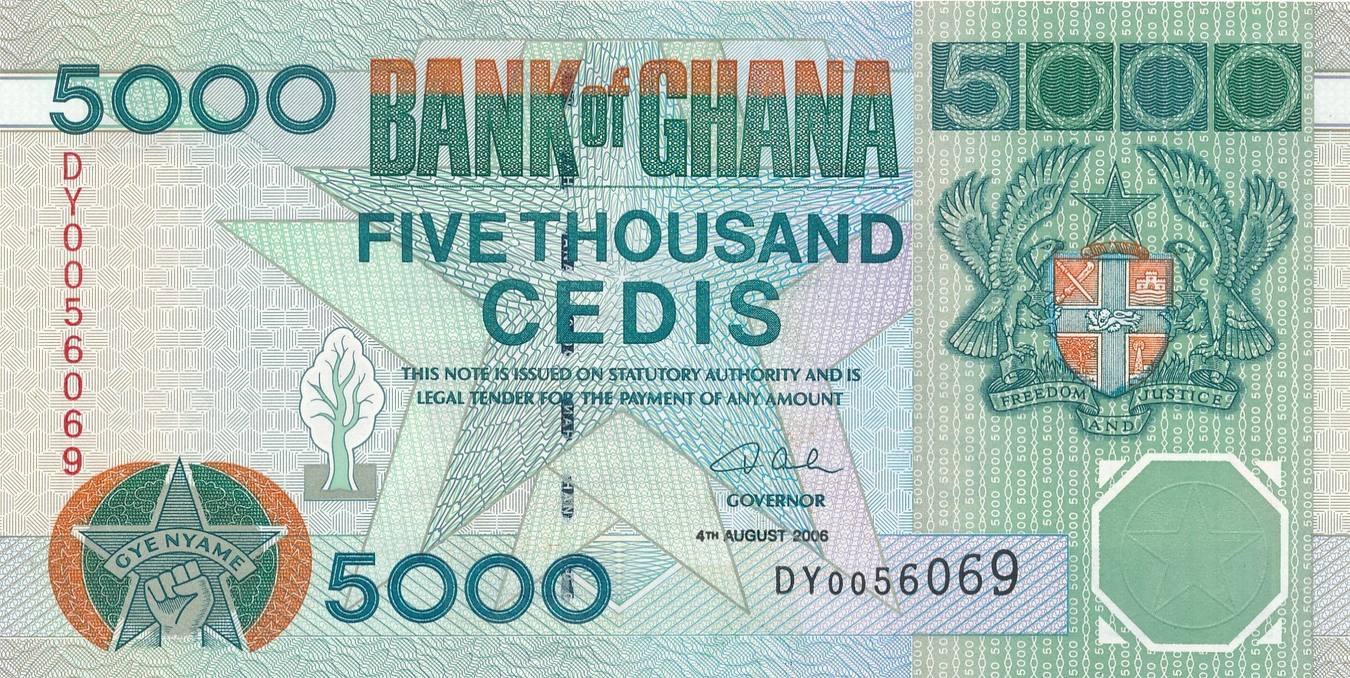 5000 cedis 2006 ghana geldschein banknote unc unz