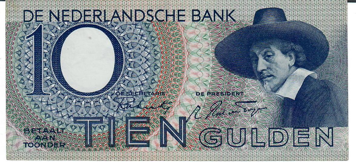 Niederlande 10 Gulden 1943 Banknote Geldscheine EF+, leichter Knick ... Niederlande 10 Gulden 1943 Banknote Geldscheine EF+, leichter Knick ...