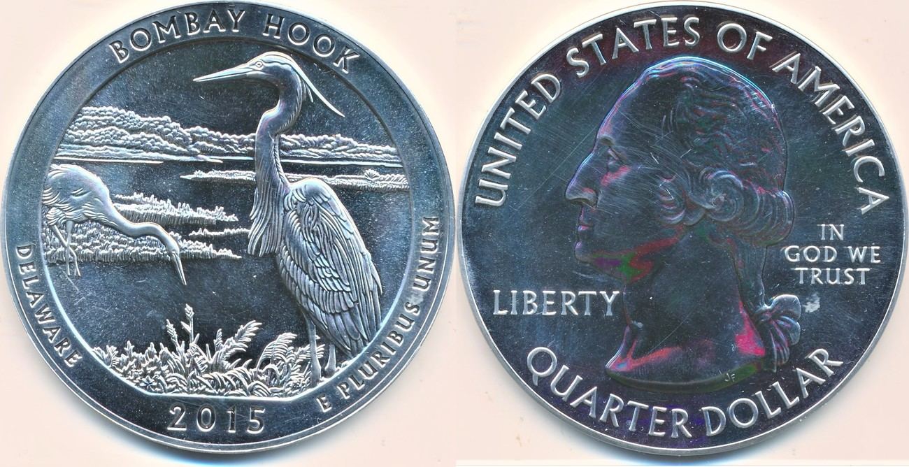 2015 usa 5 unzen silber " quarter dollar bombay hook " unc