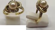 Perlenring Ring Gold 14K 585 er Gold Goldring Gelbgold mit Diamanten -