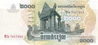 Kmabodscha 2000 Riels Geldschein Banknote Kmapuchea -