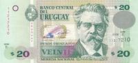 Uruguay 20 Pesos Uruguayos Geldschein Banknote Juan Zorrilla de San Martin -