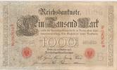 Kaiserreich 1000 Mark KN 6stellig, rot Brauner Tausender , Nr. 080856 B -
