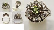 Goldring Ring 585er Gold 0,30 Ct Brillant Peridot Brillantring 14 K Weißgold -