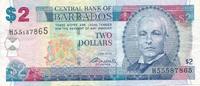 Barbados 2 Dollars Banknote der Central Bank -