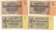 Deutschland Rentenbankschein 2 x 1 u. 2 x 2 Mark -