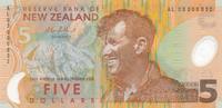 Neuseeland 5 Dollars Geldschein Banknote Five Dollars Reserve Bank of New Zealand Plastik -