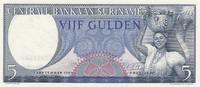 Surinam 5 Gulden Geldschein Banknote Vijf Gulden -