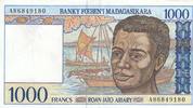 Madagascar 1000 Francs Ariary Geldschein Banknote Nanky Foiben ì Madagasikara Madagaskar -