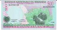 Ruanda 500 Cinq Cents Francs Banknote Geldschein -