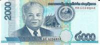 Laos 2000 Kip Banknote Geldschein -