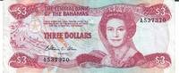 Bahamas 3 Dollars Banknote Geldschein -