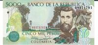 Kolumbien 5000 Pesos Banknote Geldschein -