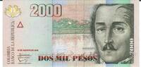 Kolumbien 2000 Pesos Banknote Geldschein -