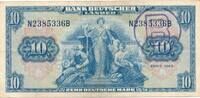 Bank Deustcher Länder Deuscthland 10 Mark Geldschein Banknote B Stempel -