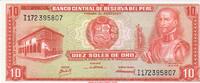 Peru 10 Soles de Oro Banknote Geldscheine -