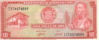 Peru 10 Soles de Oro Banknote Geldscheine -