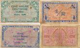 Deutschland 1/2 und 1 mark, 2 Scheine Banknote, Bank Deutscher Länder -