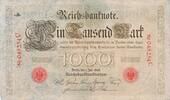 Deutschland Deutsches Reich Kaiserreich 1000 Mark Reichsbanknote Geldschein Banknote KN 6 Stellig, rot Udr.-Bst.: Z Serie: C Brauner Tausender -