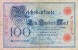 Deutschland Deutsches Reich Kaiserreich 100 Mark, Reichsbanknote Geldschein KN 7stellig, rot , Blauer Hunderter -