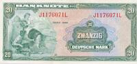 Deutschland BRD 20 Deutsche Mark DM Banknote Kopfgeld KN7stellig Kenn-Bst. J1176071L -